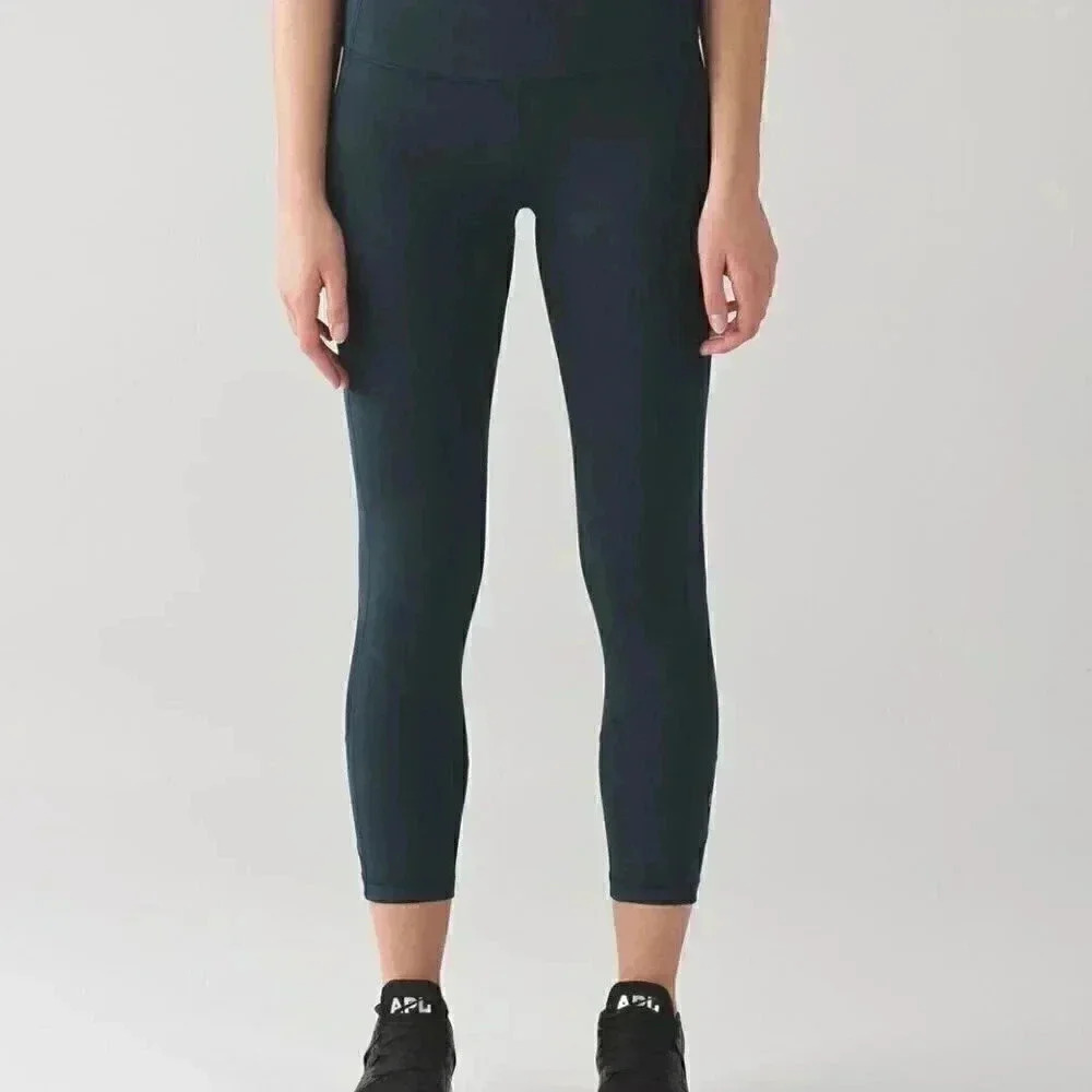 Lululemon pace rival black crop yoga athletic  lightweight tights leggings 4